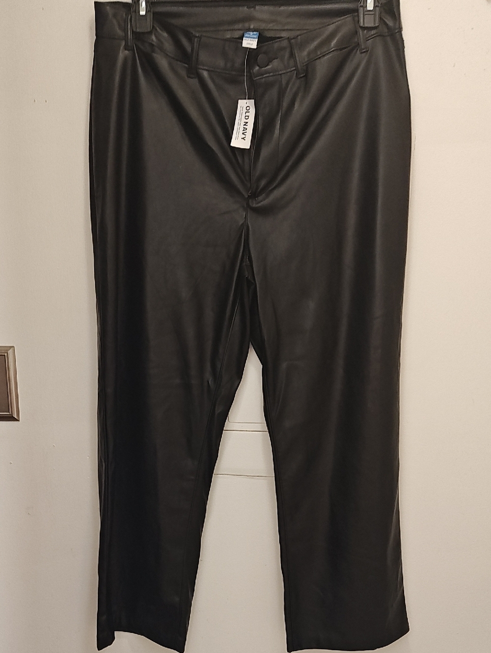 Old Navy Black Faux Leather Straight-Leg Pants